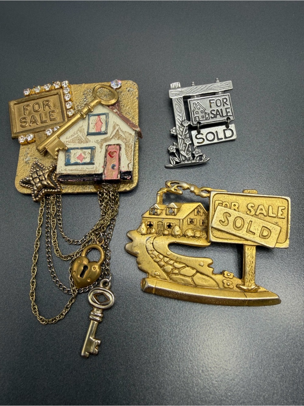 Vintage House For Sale Brooch lot